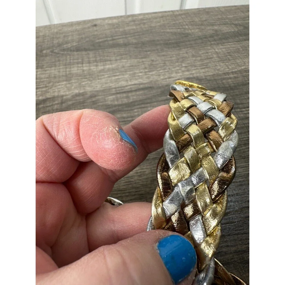 VTG Day-Lor Belt Women's Tri Color Metallic Braided Gold Silver Copper
